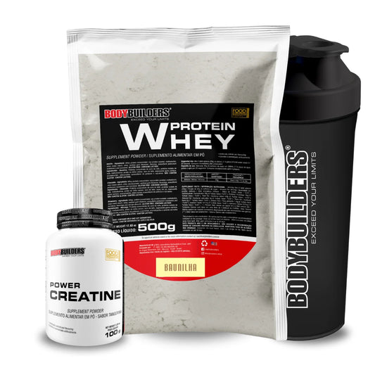 Kit Whey Protein Blend Concentrado 500g + 2x Power Creatine 100g + Coqueteleira - Bodybuilders