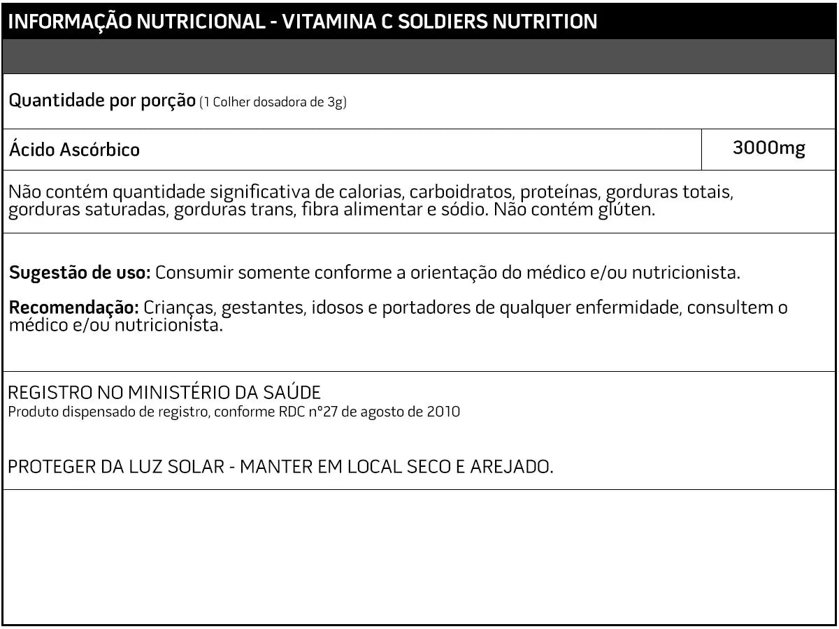 Vitamina C em pó importada 500g - Ácido ascórbico 100% puro